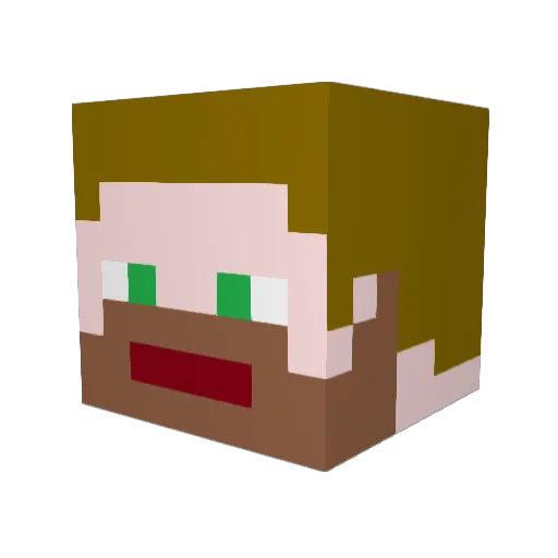 Pasedon Minecraft avatar head, 3D render