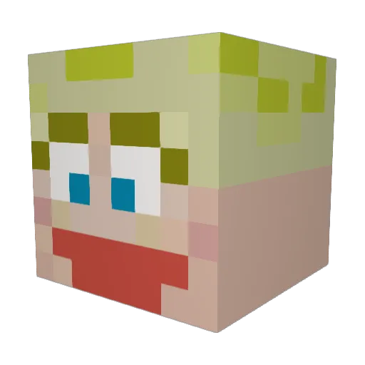 PastyWhiteGiant Minecraft avatar head, 3D render