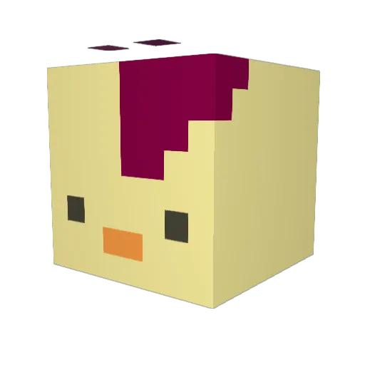 PatasDePollo Minecraft avatar head, 3D render