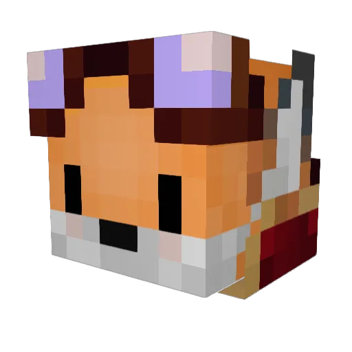 PaulWhitefox Minecraft avatar head, 3D render
