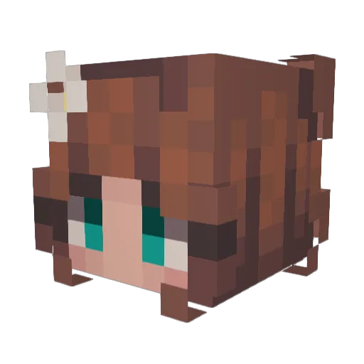 Pauwblauw Minecraft avatar head, 3D render