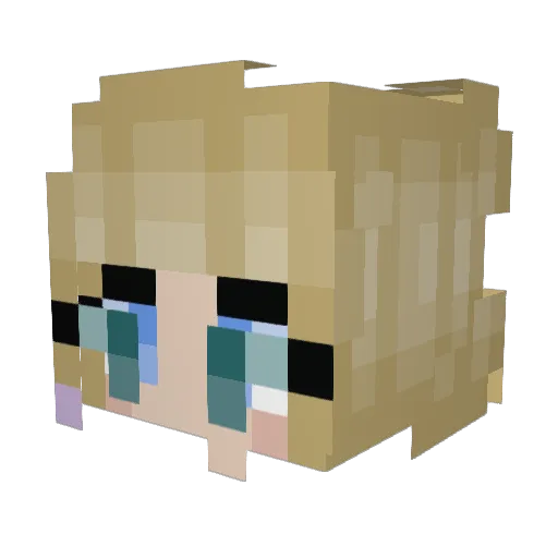 PeachblossomCat Minecraft avatar head, 3D render