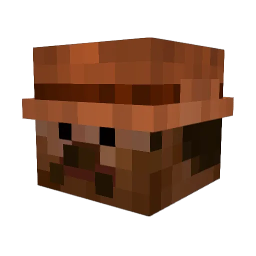 PeatPeat Minecraft avatar head, 3D render