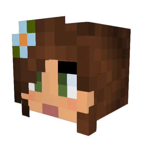 Pebbelina Minecraft avatar head, 3D render