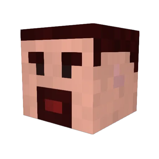 PedalBin Minecraft avatar head, 3D render