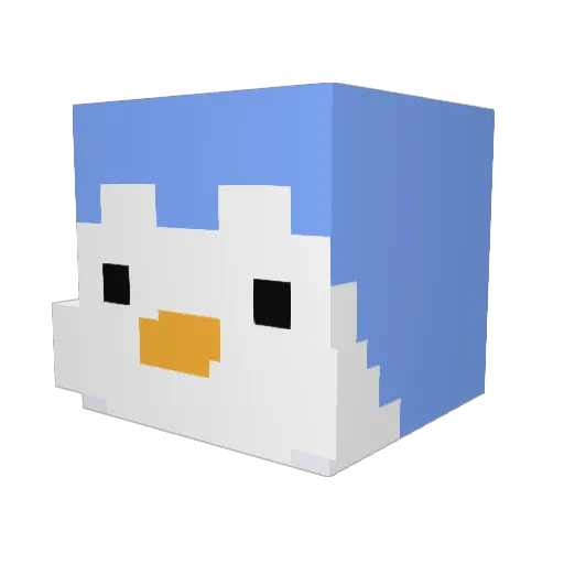Pengu Minecraft avatar head, 3D render