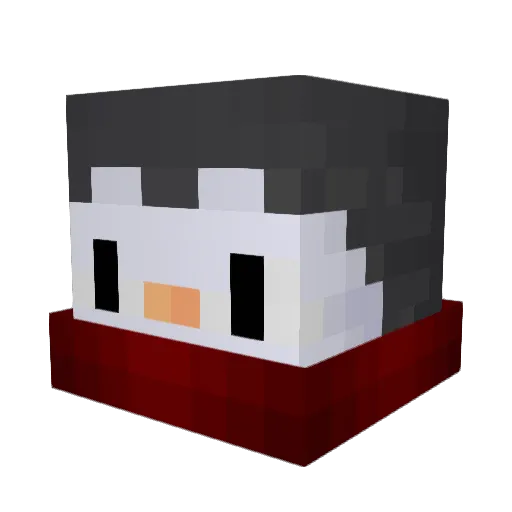 Penguin01_ Minecraft avatar head, 3D render