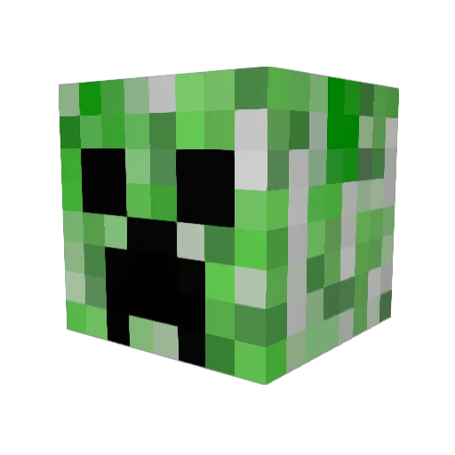 Pensiv Minecraft avatar head, 3D render