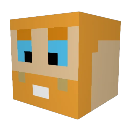 Pep0le Minecraft avatar head, 3D render