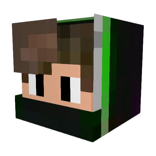 Pequew Minecraft avatar head, 3D render