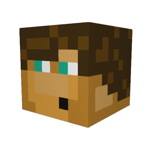 PerkyP Minecraft avatar head, 3D render