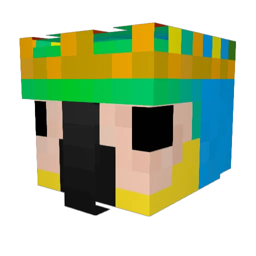 PerkyParrot Minecraft avatar head, 3D render