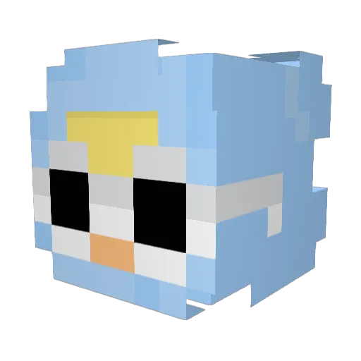 PerzikTaart Minecraft avatar head, 3D render