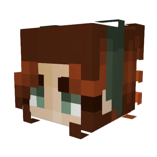 Pfiffikuss Minecraft avatar head, 3D render