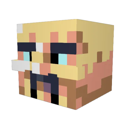 Phydeen Minecraft avatar head, 3D render