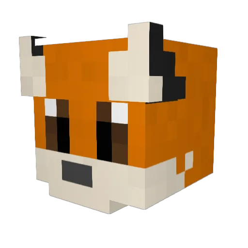 PiTheFox Minecraft avatar head, 3D render