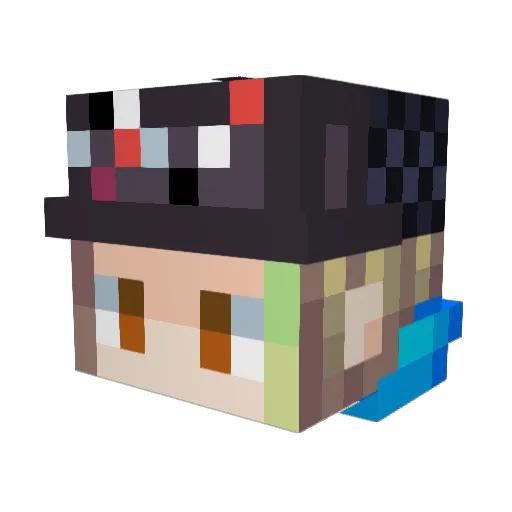 PianoManO Minecraft avatar head, 3D render