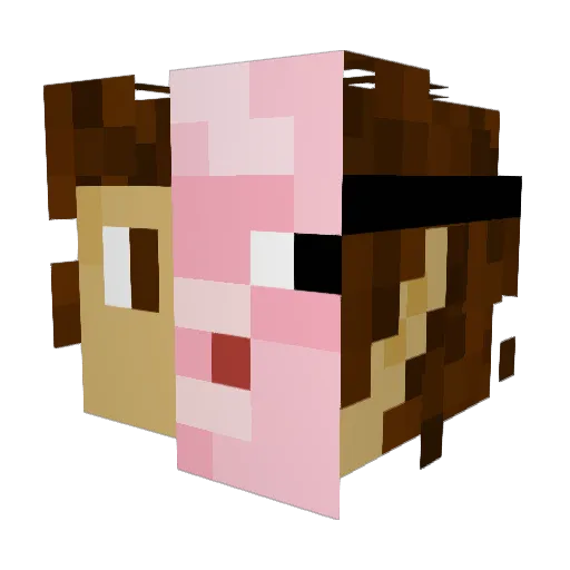 PigGreen Minecraft avatar head, 3D render