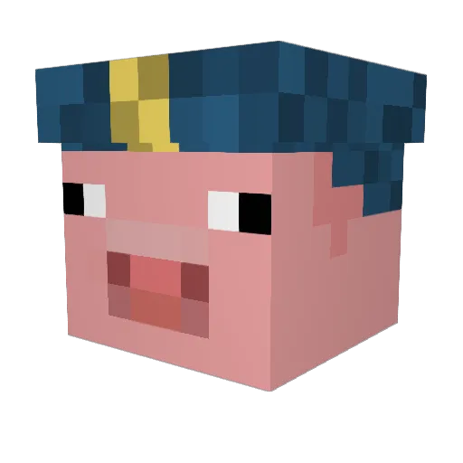 Piggmask Minecraft avatar head, 3D render
