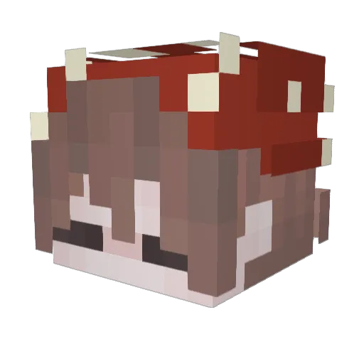 PigtailedBandit Minecraft avatar head, 3D render