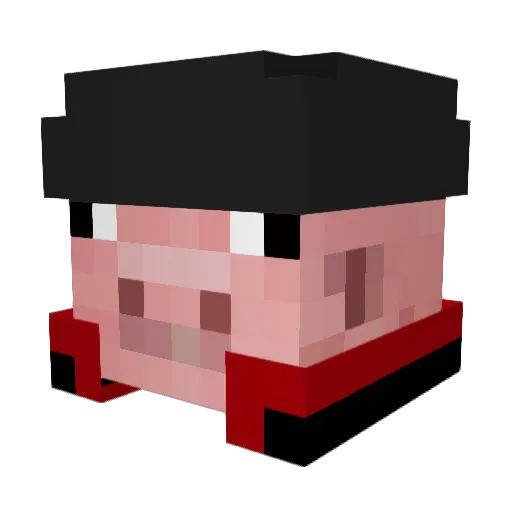 Piguwu Minecraft avatar head, 3D render