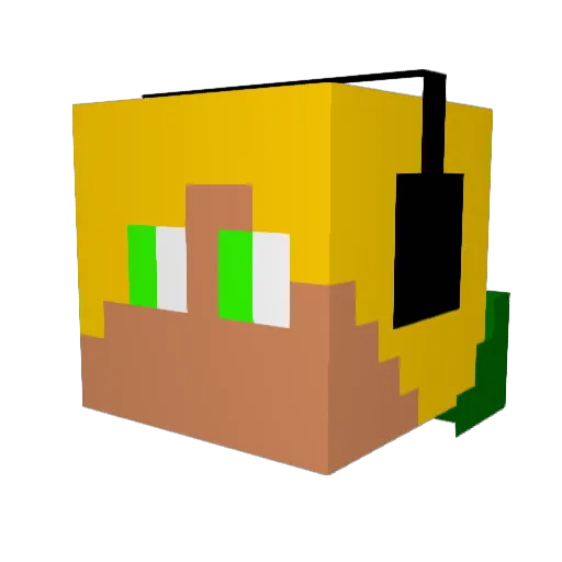 Pikachu01 Minecraft avatar head, 3D render