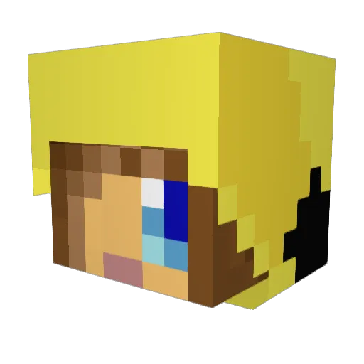 Pikalein Minecraft avatar head, 3D render