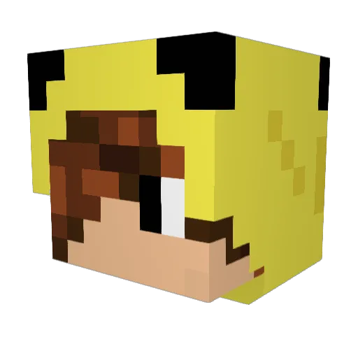 Pikaplayx Minecraft avatar head, 3D render