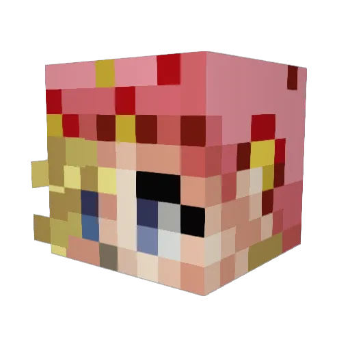 Pikia Minecraft avatar head, 3D render