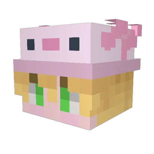 Pinanatchu Minecraft avatar head, 3D render