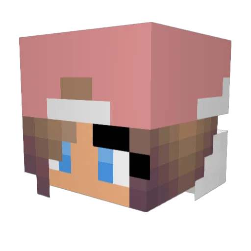 PinkKraft Minecraft avatar head, 3D render