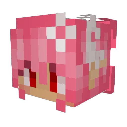 PinkMami Minecraft avatar head, 3D render