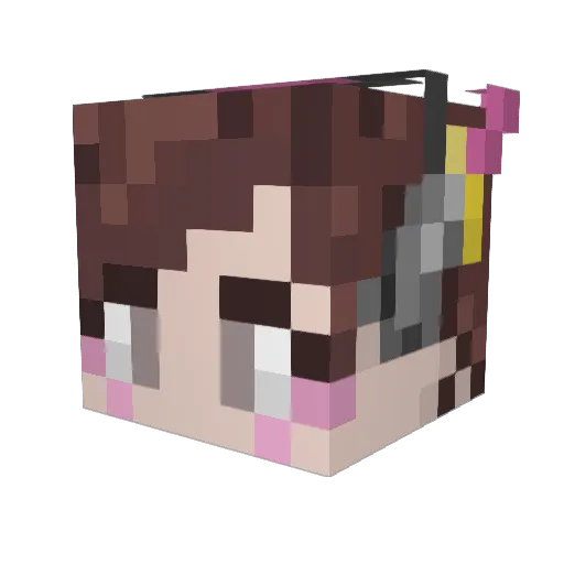 PinkMiruku Minecraft avatar head, 3D render