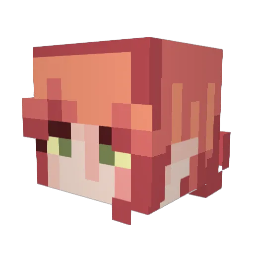 PinkWeasel Minecraft avatar head, 3D render