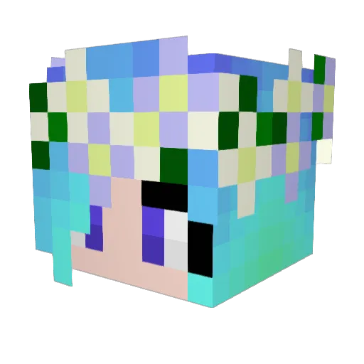 Pinkfantaa Minecraft avatar head, 3D render