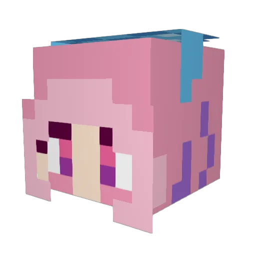 PinkieTheFool Minecraft avatar head, 3D render