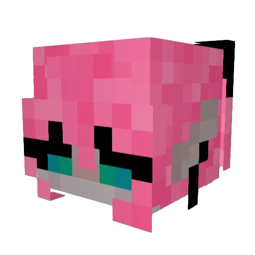 Pinkified Minecraft avatar head, 3D render