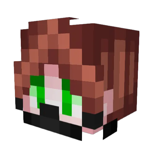 Pinkishi Minecraft avatar head, 3D render