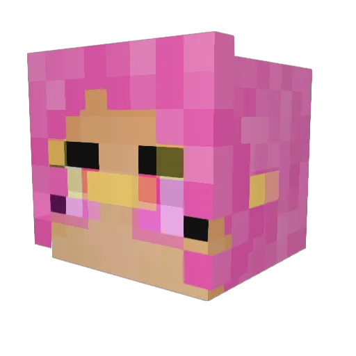 Pinklovely Minecraft avatar head, 3D render
