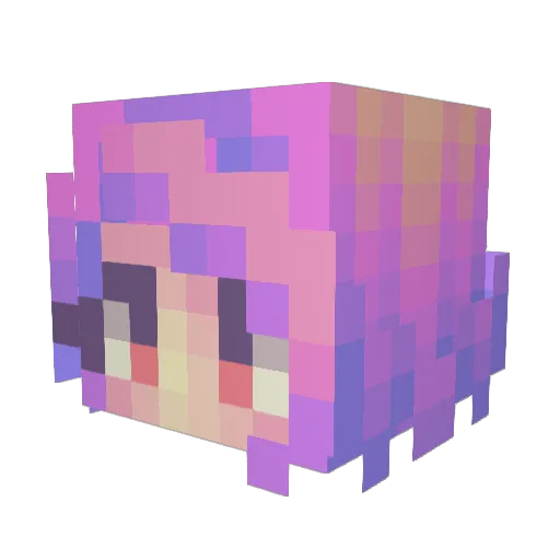 PinkyKaren Minecraft avatar head, 3D render
