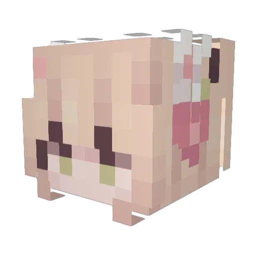 PinkyShroom Minecraft avatar head, 3D render