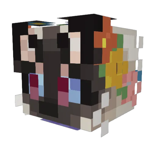 Pintacred Minecraft avatar head, 3D render