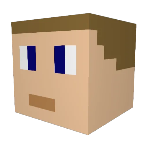 Pipandek Minecraft avatar head, 3D render