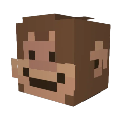 PipeMelo Minecraft avatar head, 3D render