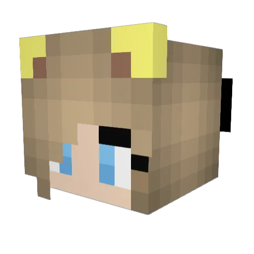 Pipuuuu Minecraft avatar head, 3D render
