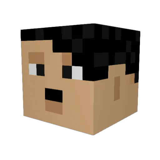 Pirobup Minecraft avatar head, 3D render