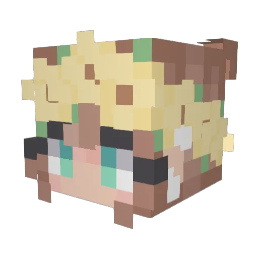 Piuna Minecraft avatar head, 3D render