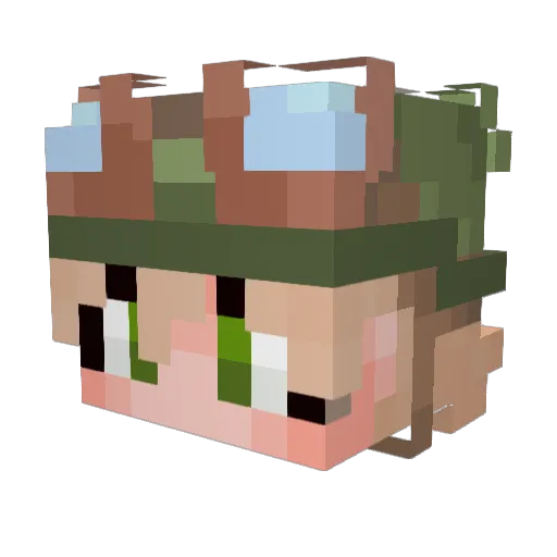 Pix3lCat Minecraft avatar head, 3D render