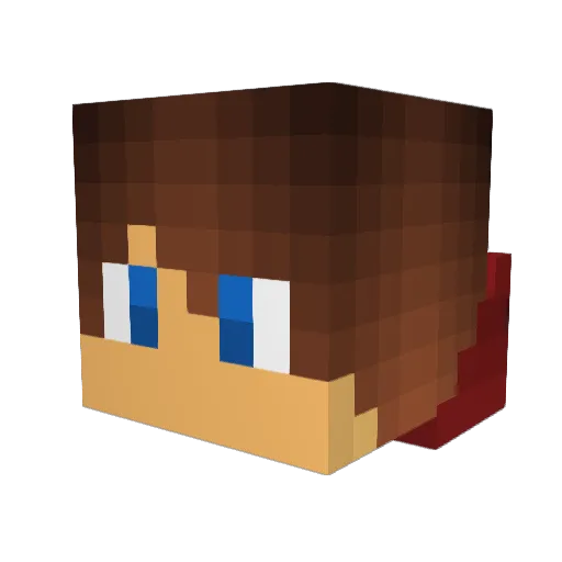 PixelBotLP Minecraft avatar head, 3D render