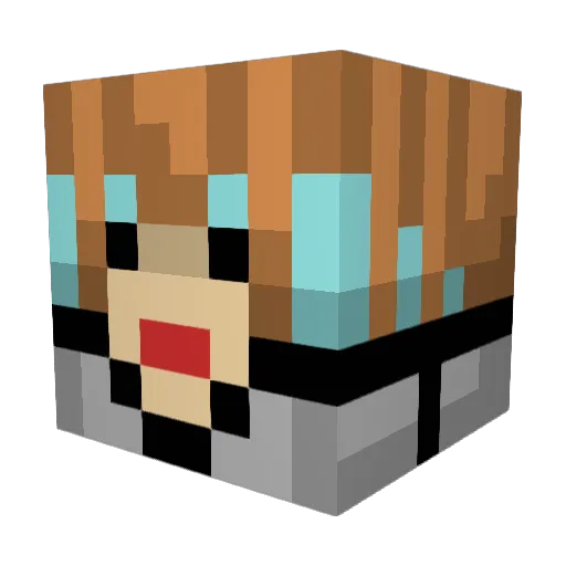 PixelGameWarrior Minecraft avatar head, 3D render